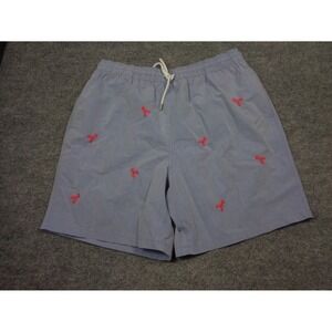 Brooks Brothers Shorts Mens L Blue Embroidered Lobsters Drawstring Lined Swim